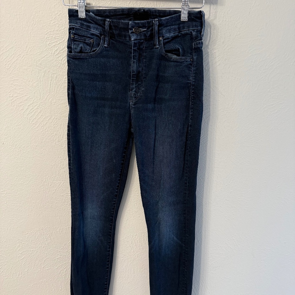 Mother Jeans High Waisted Looker Ankle Fray Dark Wash size 25 great